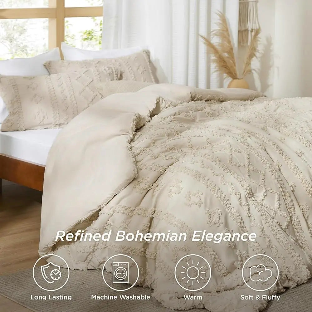 DUTRIEUXCN Tufted Embroidered Comforter Set 3 Piece Bedding