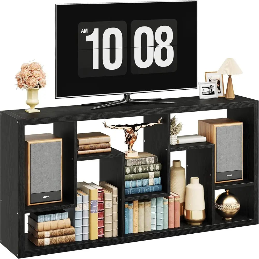 IRONCK Geometric 6 Shelf Industrial Etagere Bookcase Tall Storage Display With Thick Shelves