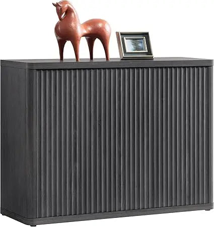 Charge Three Door Buffet Cabinet With Fluted Design And Four Adjustable Shelves For Media Console