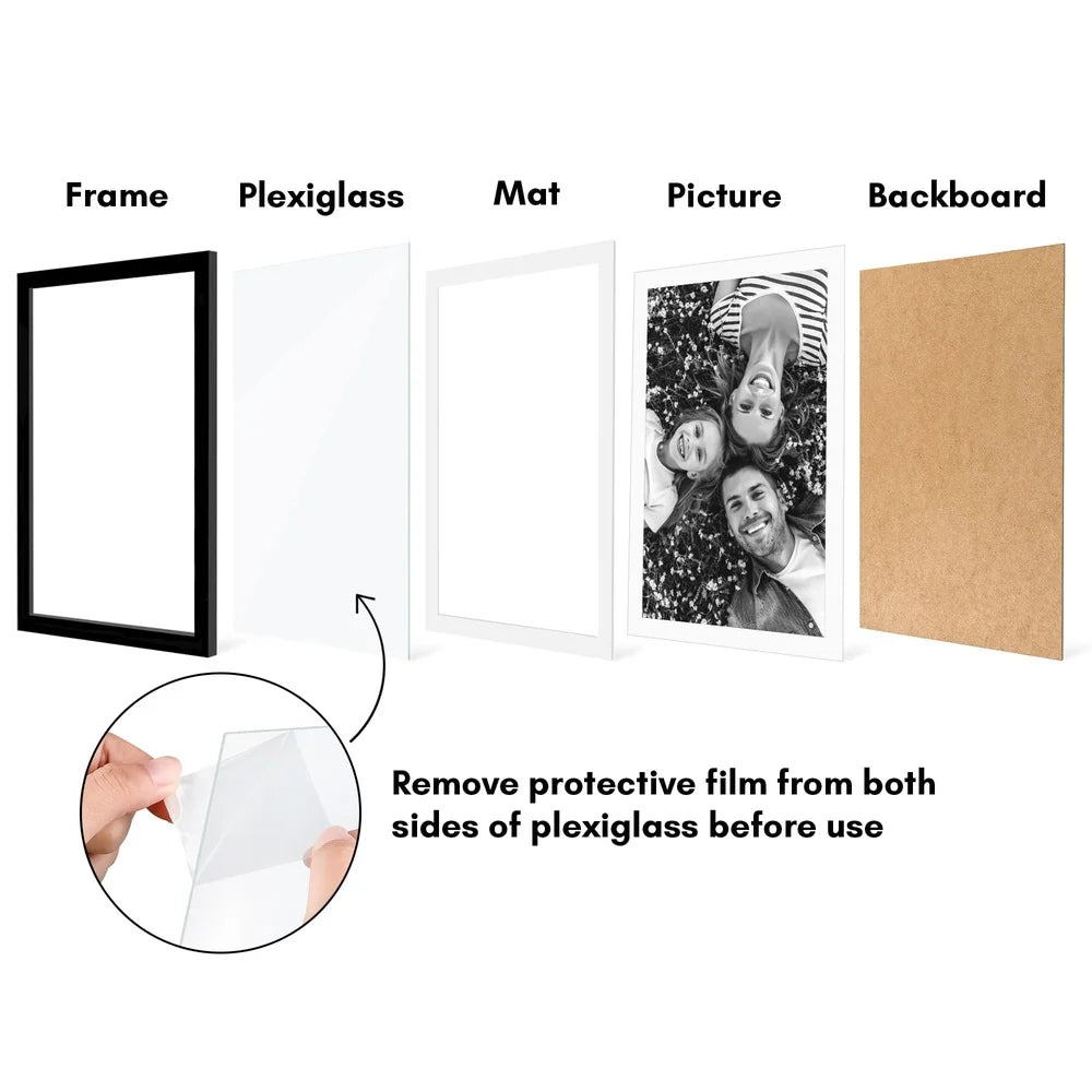 XMSJ 5 Pack Picture Frames with Plexiglass Cover Mat Display