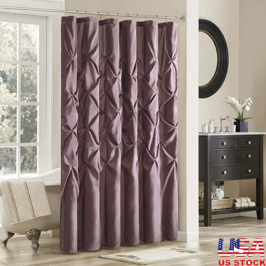 Plum Faux Satin Shower Curtain Lightweight Semi-Sheer Bathroom Decor 72x72 with 12 Button Holes Machine Washable Easy Care