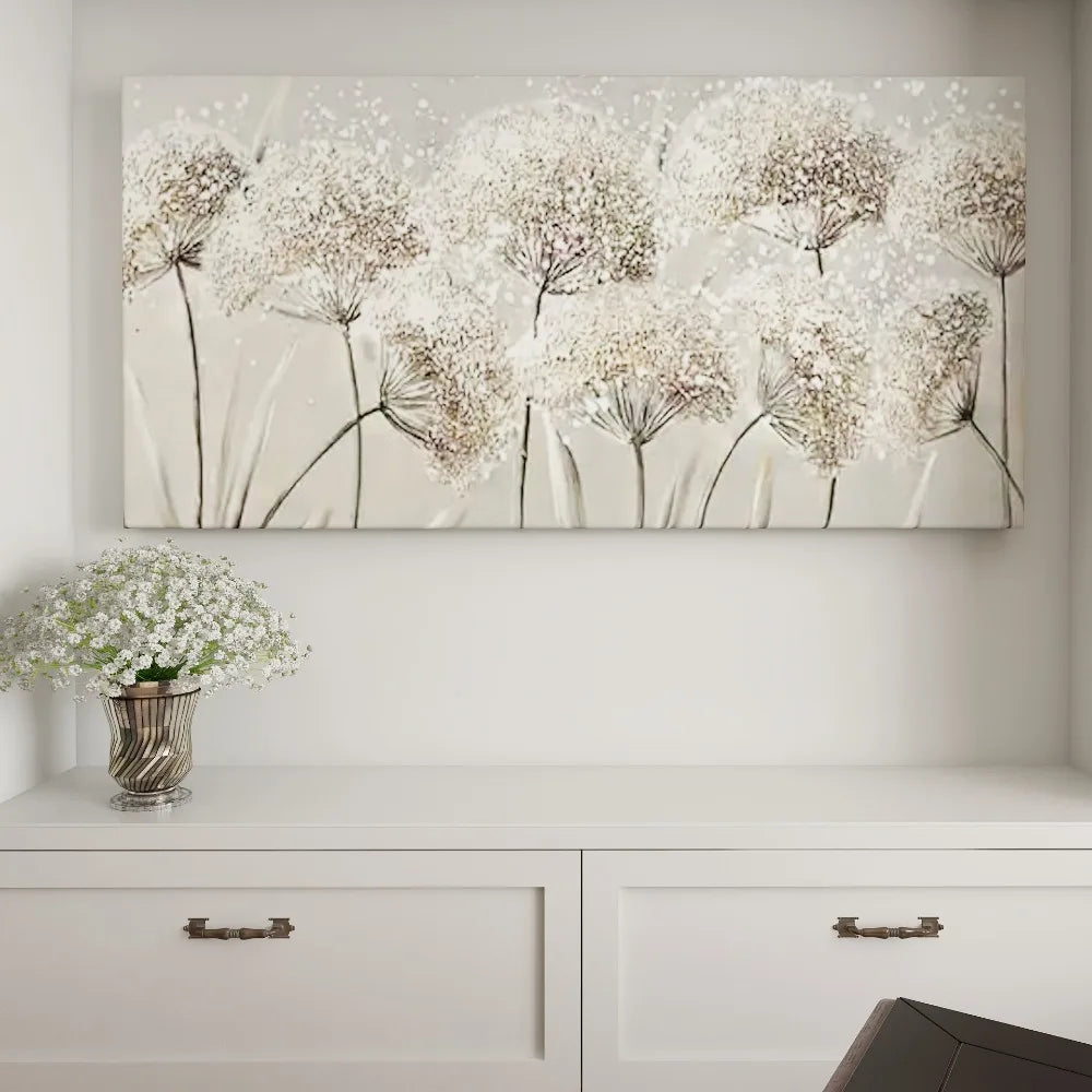 Hign-Concerned Dandelion Canvas Wall Art Nordic Wood Frame