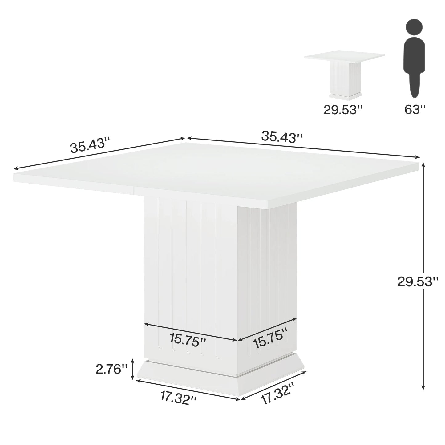 Tribesigns Square Dining Table With Placemats Seats Four