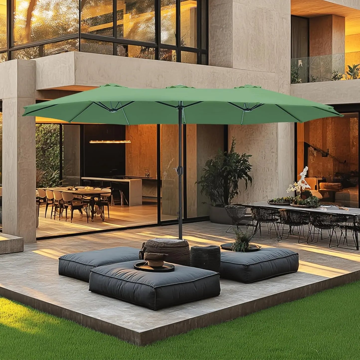 HUANZHUANG Double Sided Patio Umbrella With Base Included