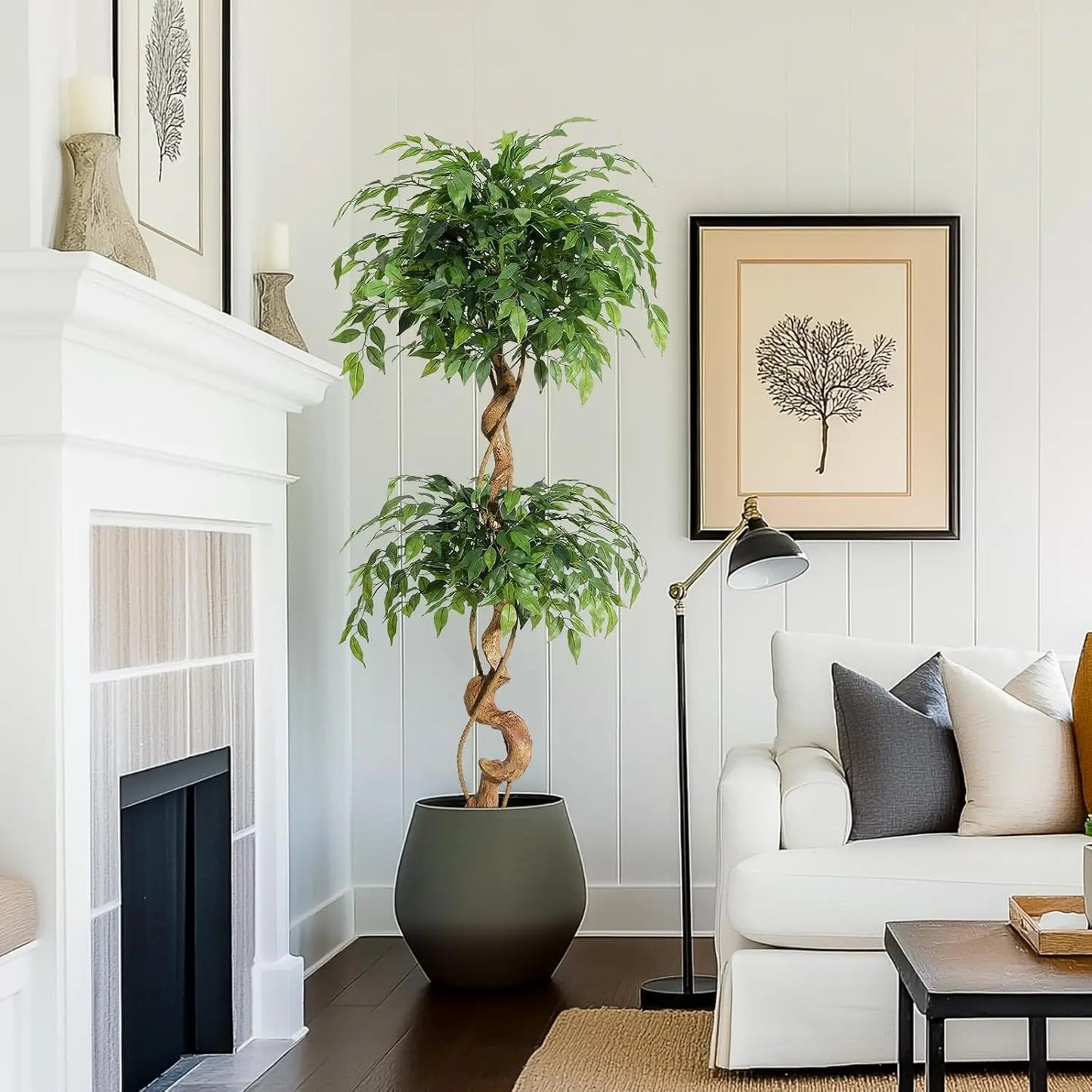TWISTER.CKCN Ficus Tree Artificial Indoor Faux Green Plant