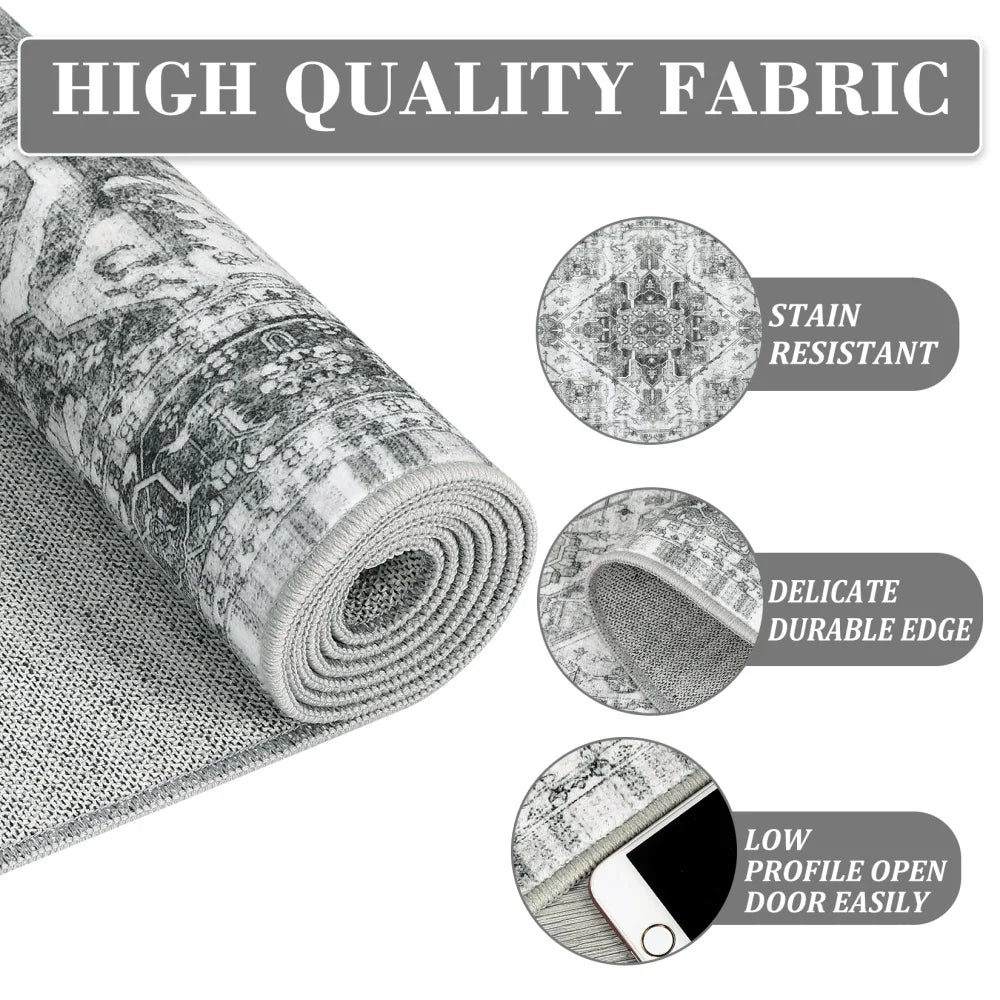 HobbyLane Washable Hallway Runner Rug Non Slip Indoor Low Profile