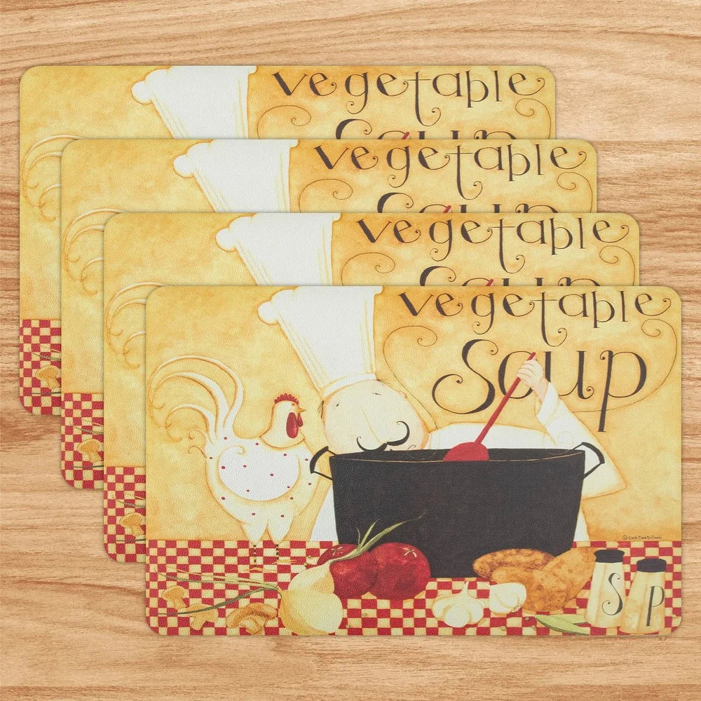 Warm Welcome Decor Vinyl Placemats Set 4 Heat Resistant