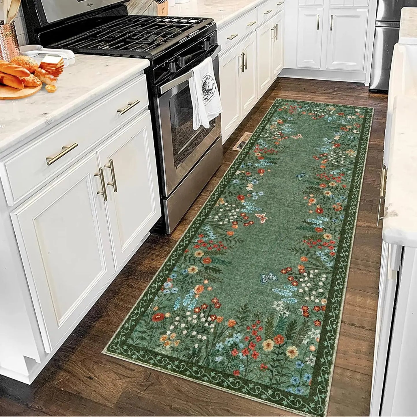 HiMISS Boho Washable Floral Area Rug for Home Decor