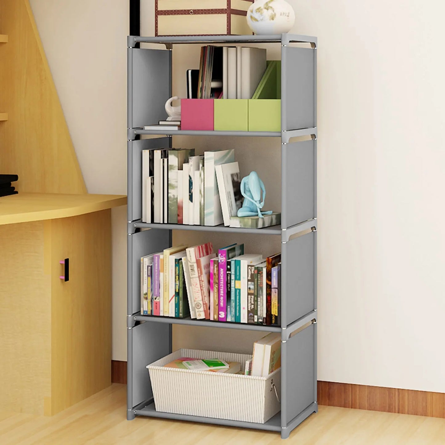 General Use Four-Layer Ladder BookcaseStorageUnit ShelvingUnit Rack Durable Display Stand