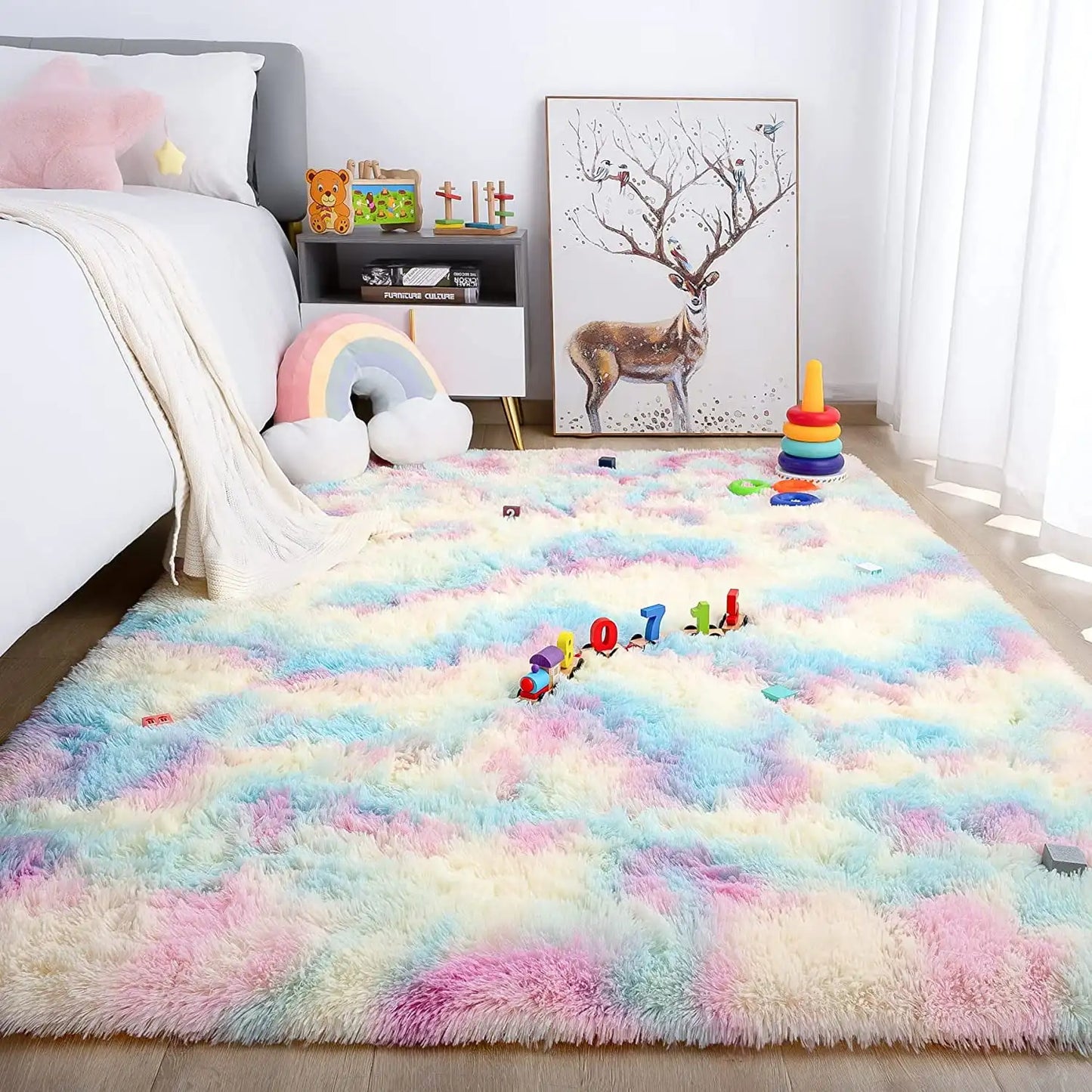 Lochas Plush Velvet Rugs Tie Dye Shaggy for Living Room