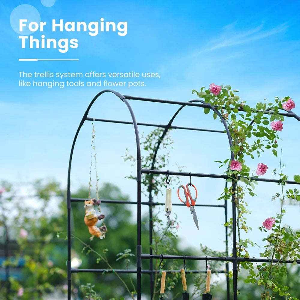 XMSJ Galvanized Steel Raised Garden Bed With Arched Trellis