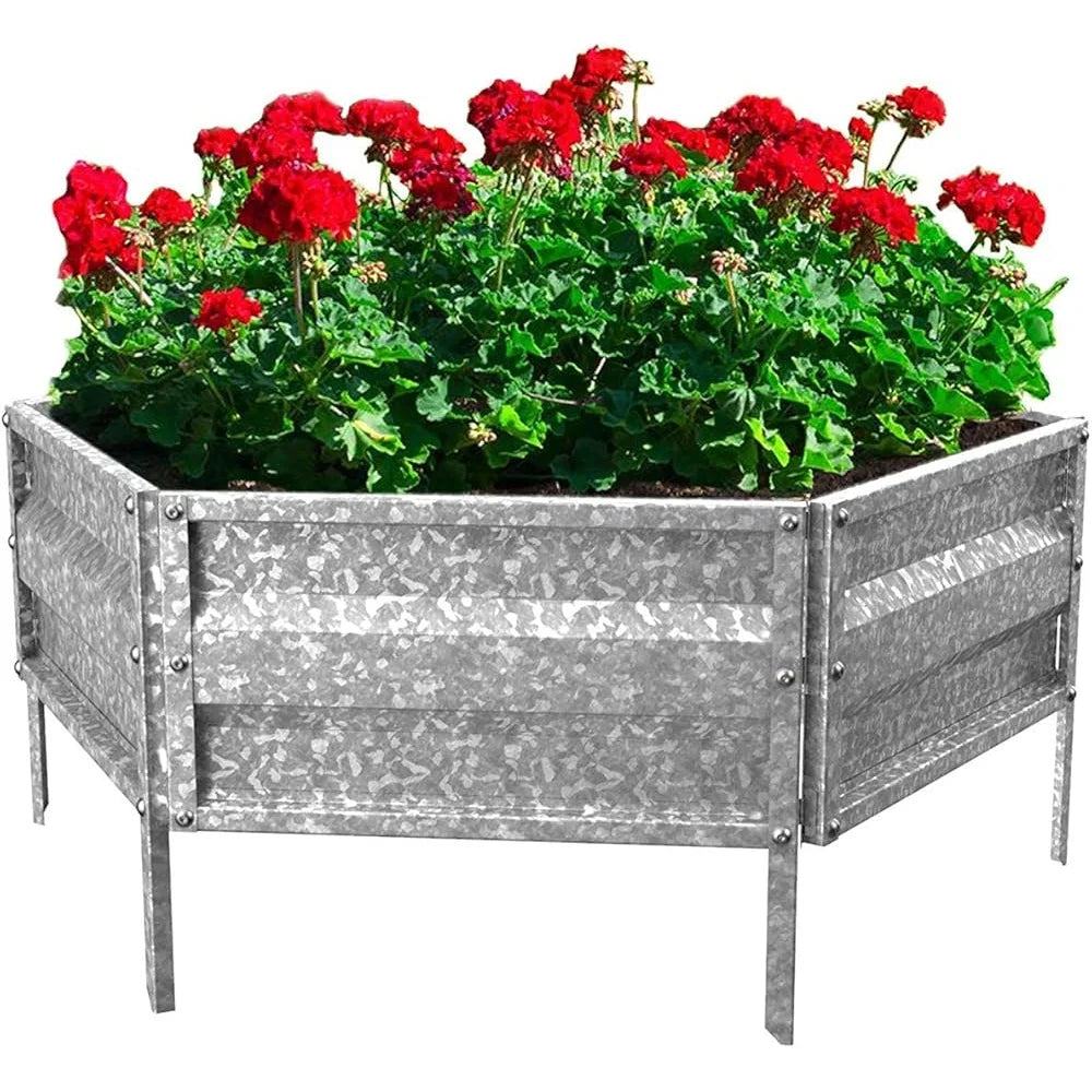 XMSJ Galvanized Raised Garden Bed Hexagonal Planter Box Kit