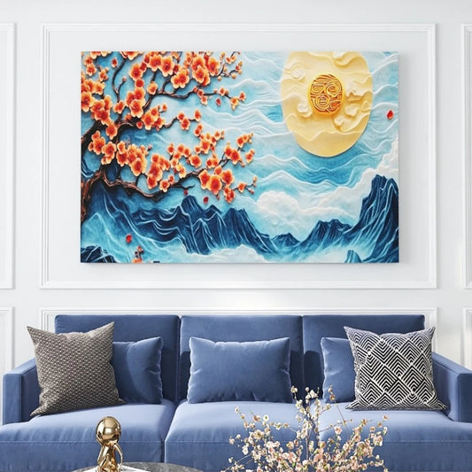 Canvas Wall Art In Pine Frame Living Room