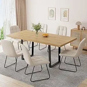 Warm Welcome Decor Oak Dining Table Set 7 Piece Modern