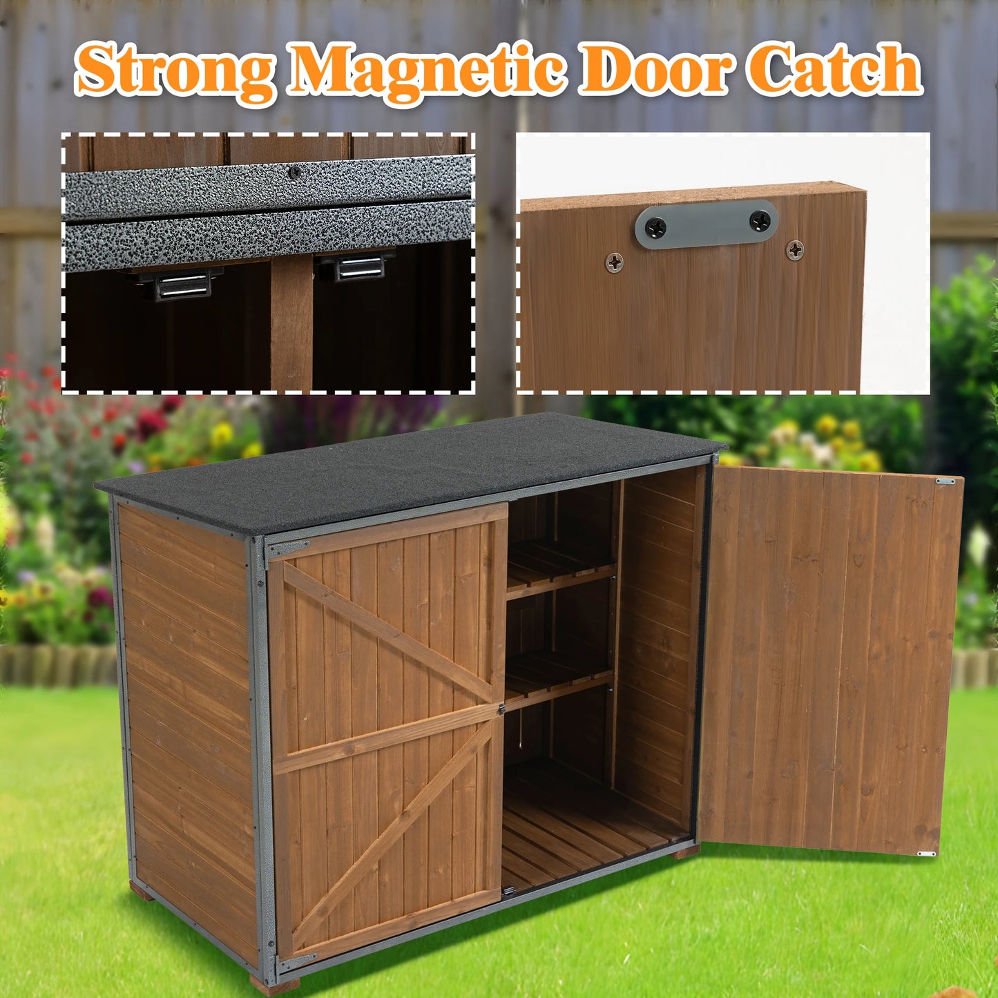 LZBEITEM Outdoor Storage Cabinet Garden Shed With Frame