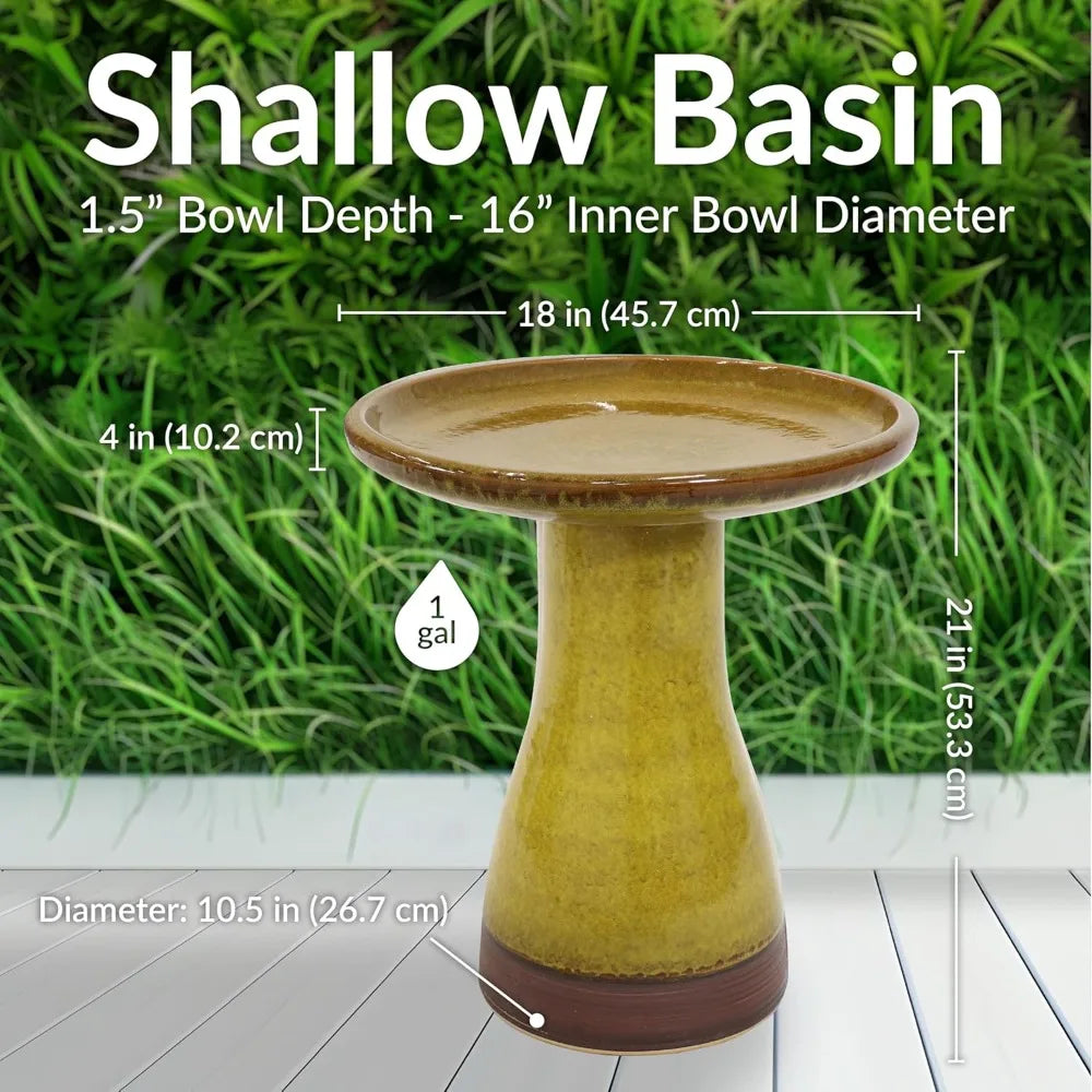 Sunnydaze Ceramic Outdoor Bird Bath Hand Painted UV Frost