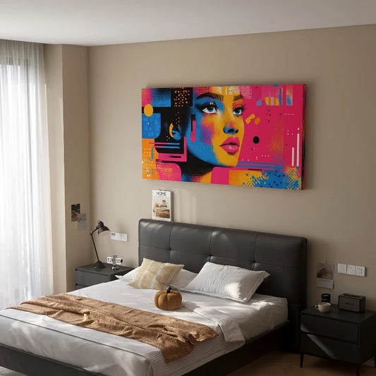 Hign-concerned Vibrant Pop Art Female Silhouette Canvas