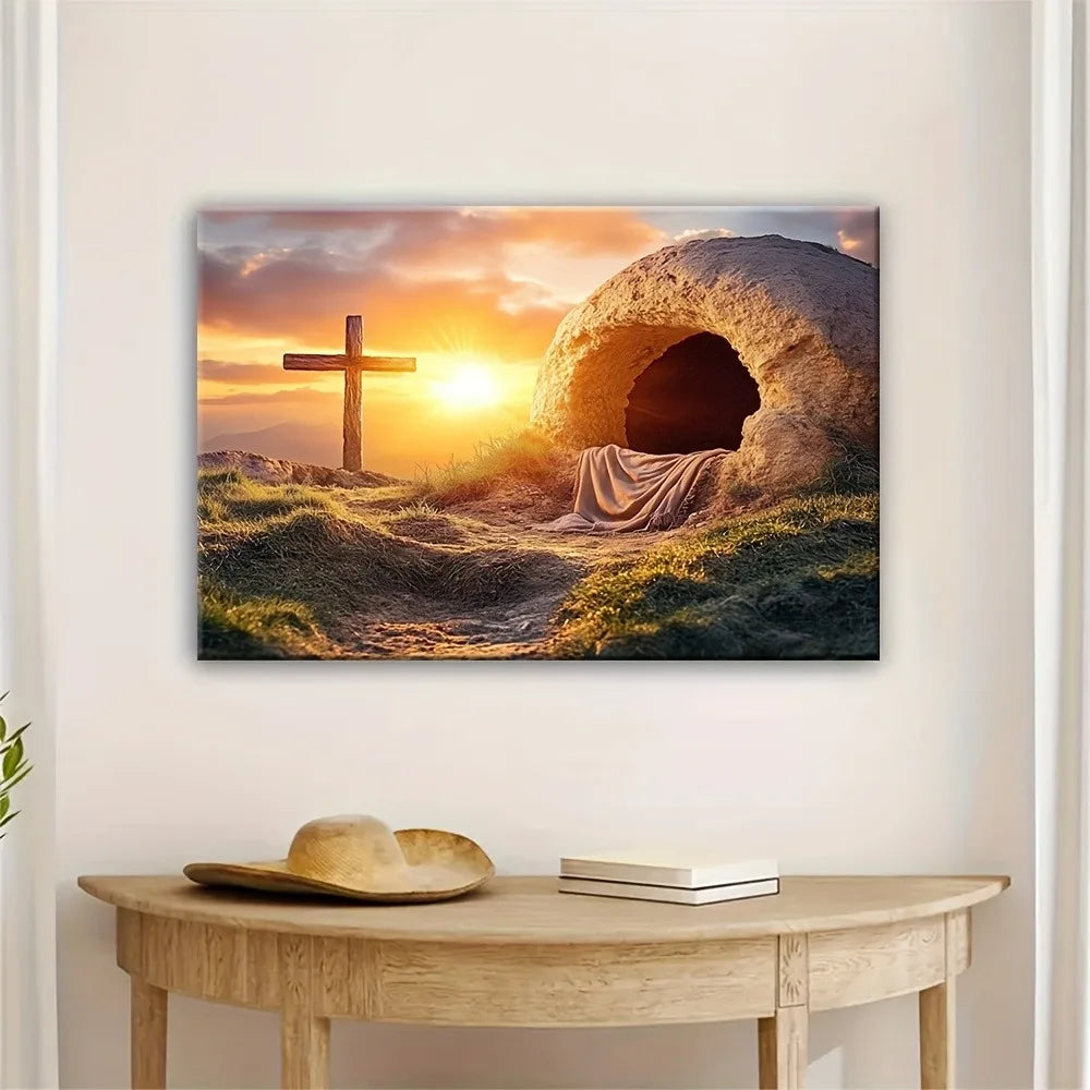 Hign Concerned Wood Pine Frame Canvas Wall Art Resurrection