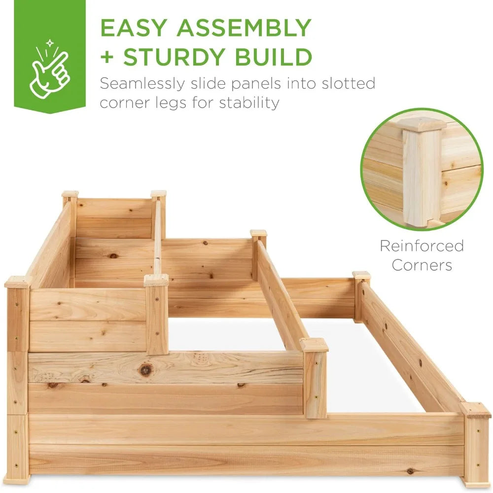 JIAOYING Fir Wood Raised Garden Bed Planter Kit Stackable