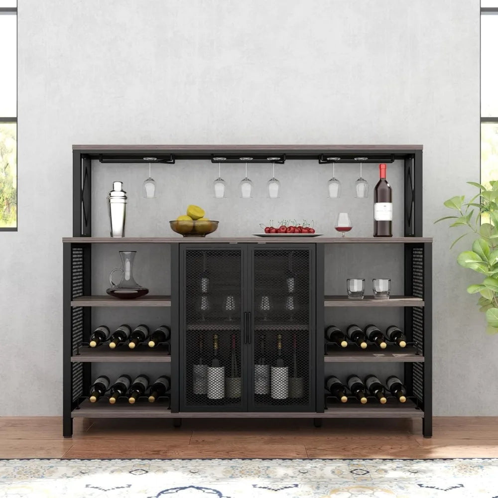 Color Bar Cabinet With Wine Rack And Glass Holder
