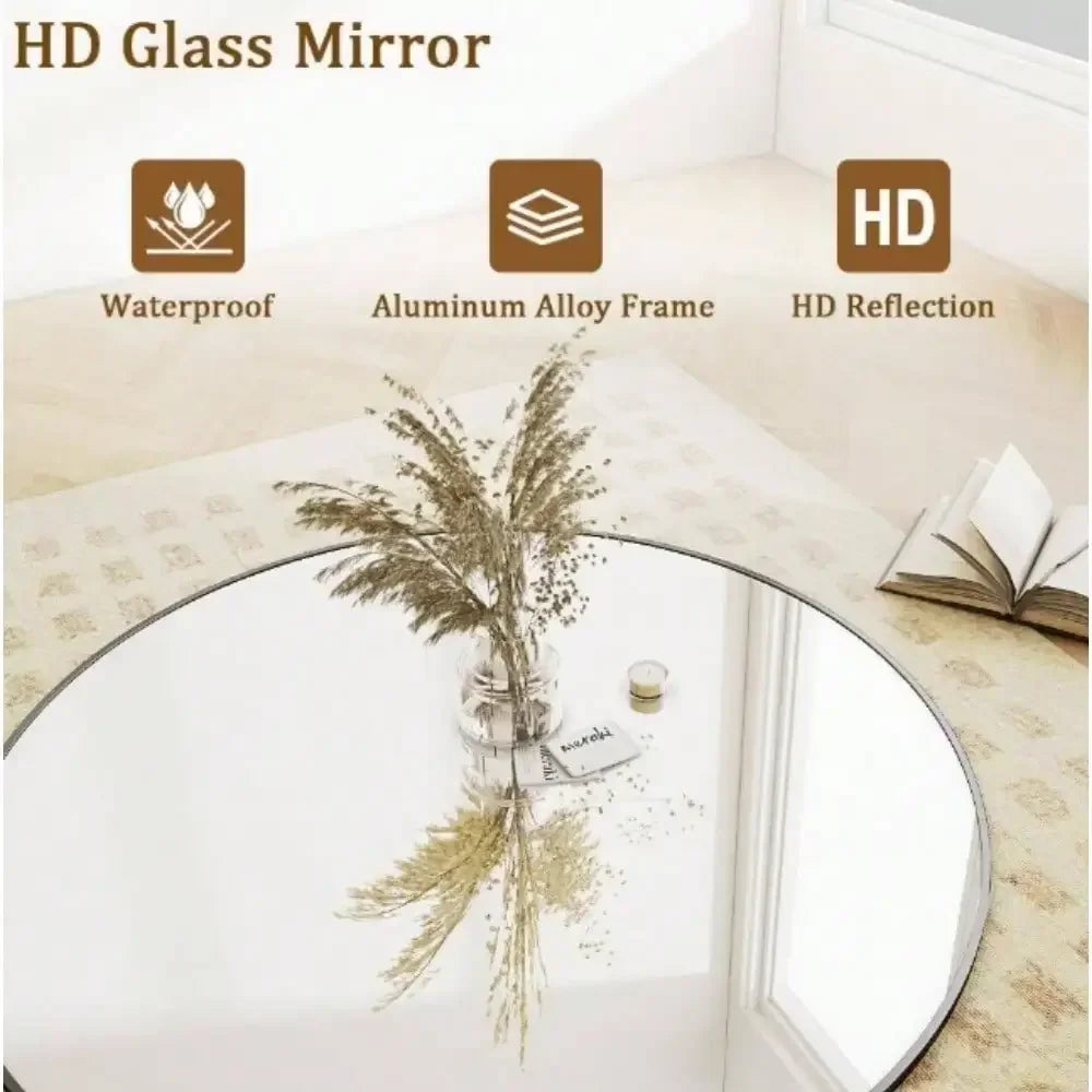 Hign-concerned Round Aluminum Wall Mirror With Simple Frame