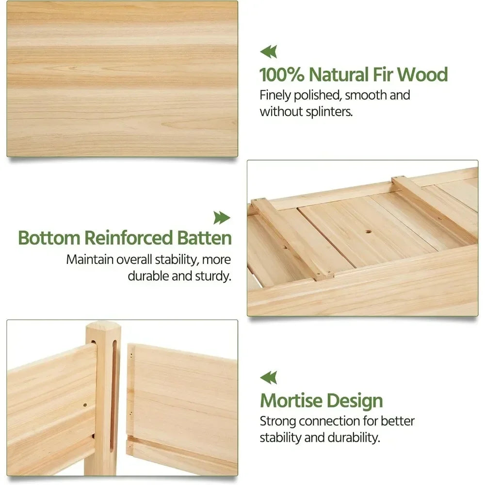 Natural Wooden Two Tier Raised Garden Bed With Legs