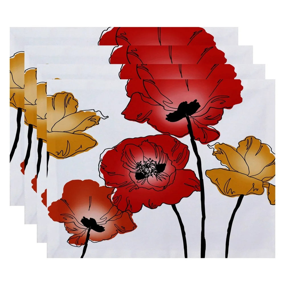 Warm Welcome Decor Elegant Floral Placemats Set of 4
