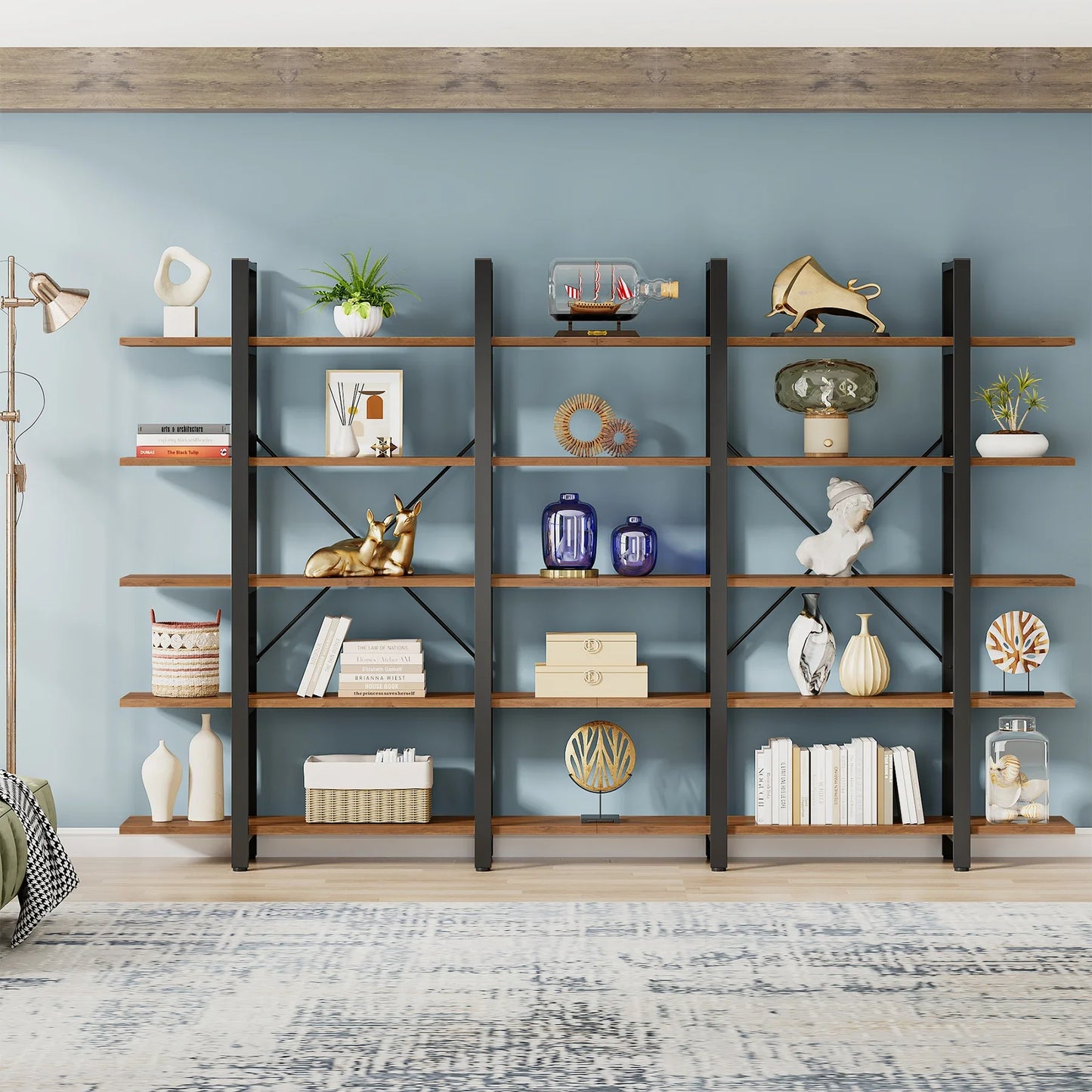 Tribesigns 5-Tier Bookshelf Vintage Industrial Style