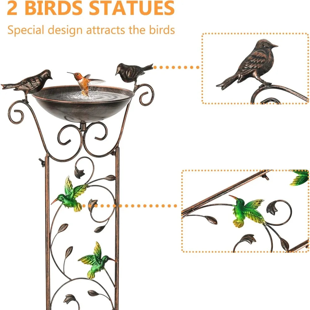 Lewis Wayne Garden Trellis Bird Bath Detachable Hummingbird
