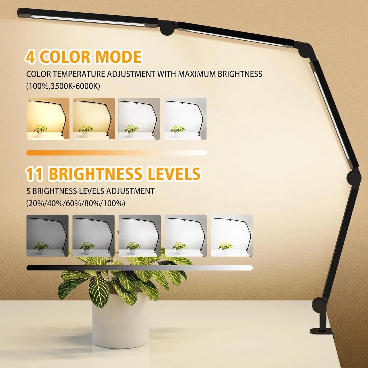 Aiopp LED Desk Lamp With Clip Multi Angle Flexible Office
