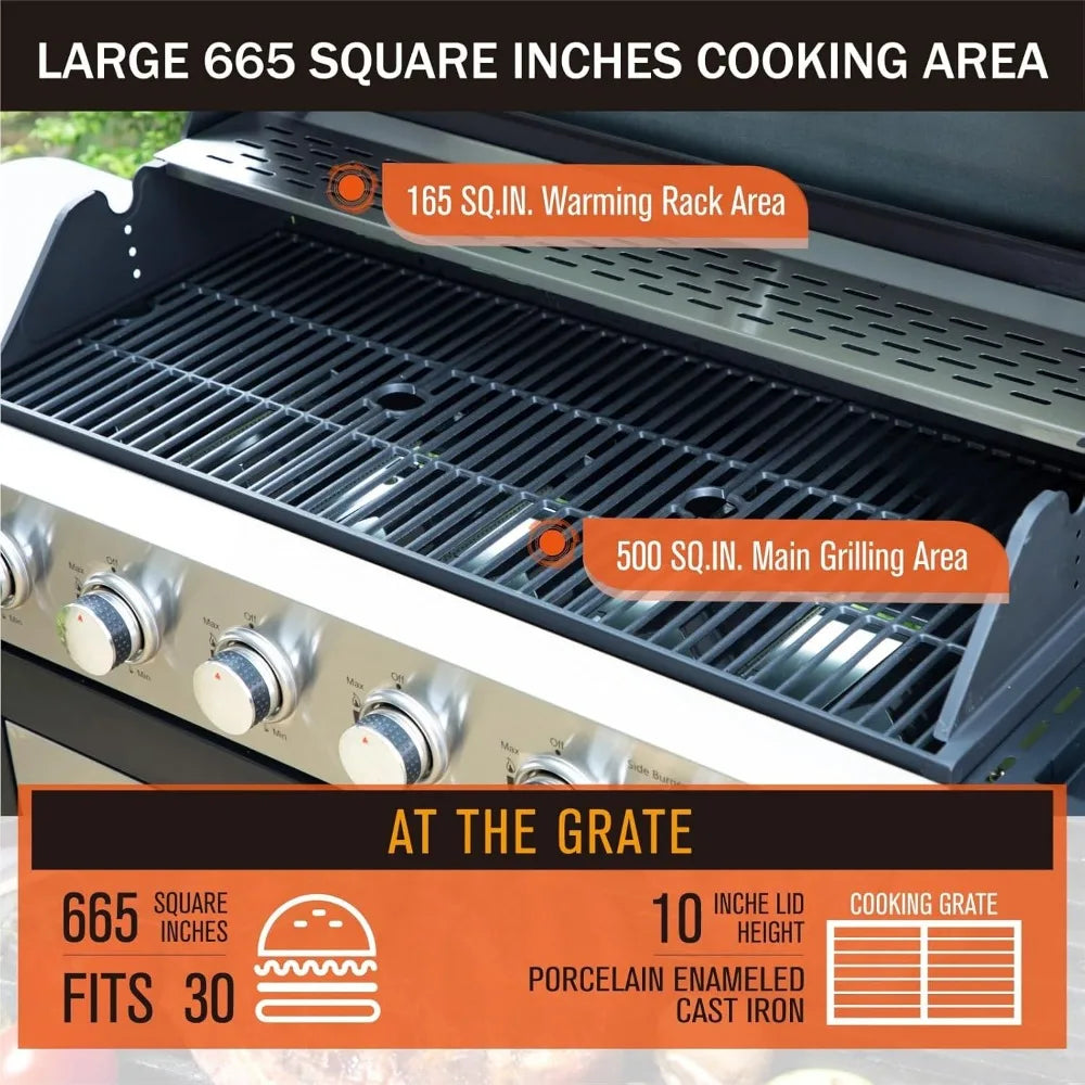 Sophia And William 6 Burner Propane Grill With Side Burner
