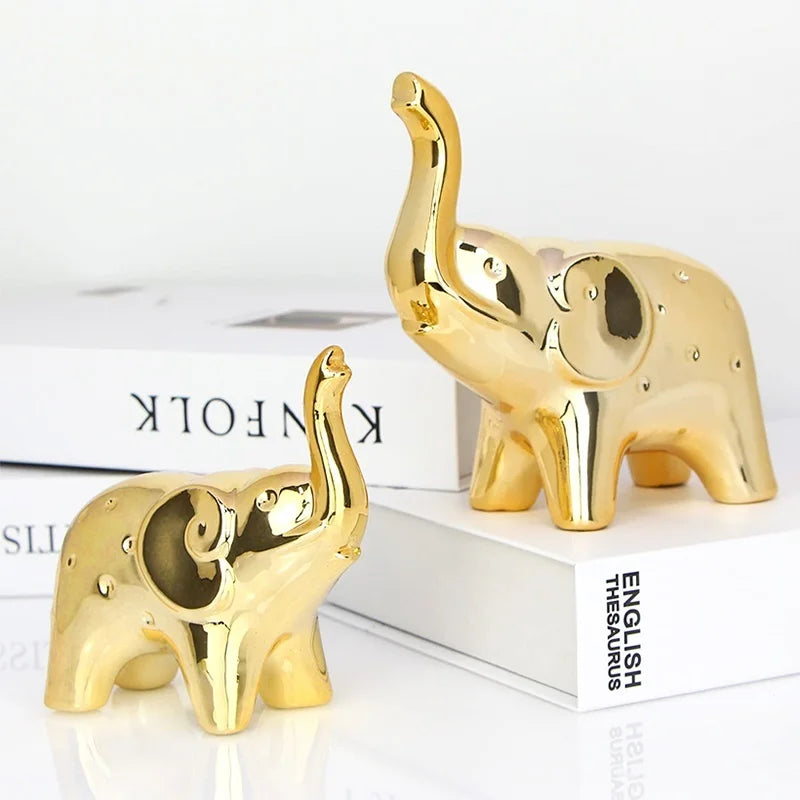 Warm Welcome Decor Elephant Statues Ceramic Desktop Decor