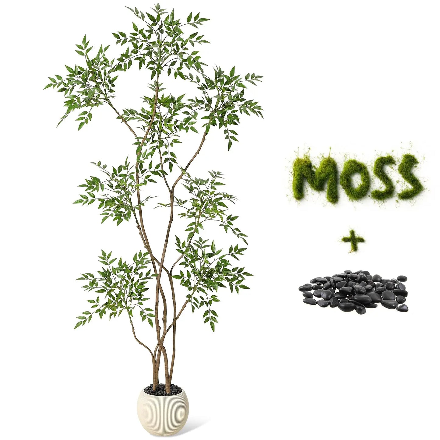 HiMISSCN Nandina Artificial Tree With White Planter Indoor