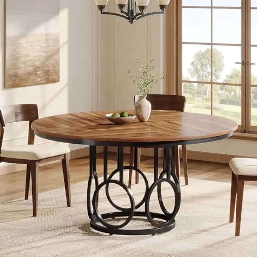 Little Tree Round Dining Table Wood Top With Metal Base
