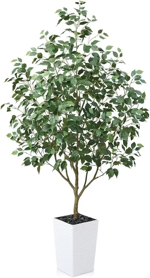 Artificial Ficus Tree With Planter And Silk Leaves Indoor