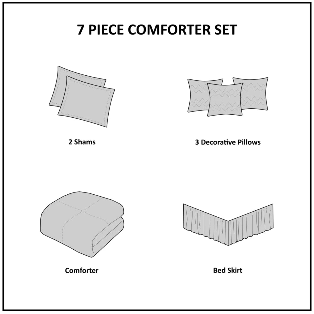 Hong Kong Embroidered 7 Piece Comforter Set Deluxe Essentials