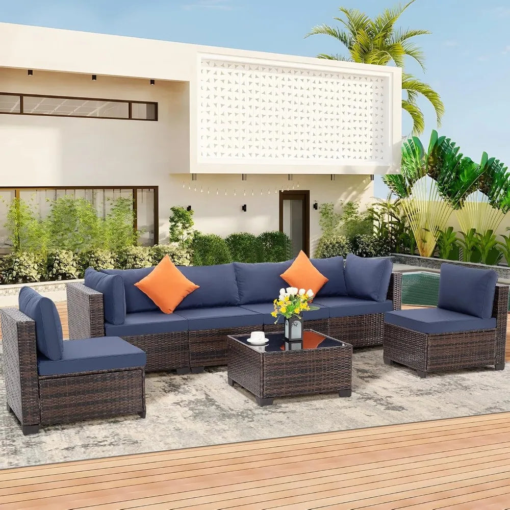 Angduo Outdoor Patio Furniture Set Wicker Sectional Sofa