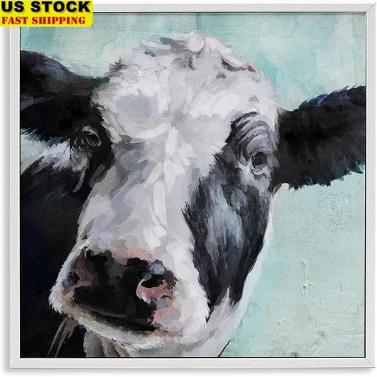 DUTRIEUX Cow Painting Art Print Framed Textured Giclee
