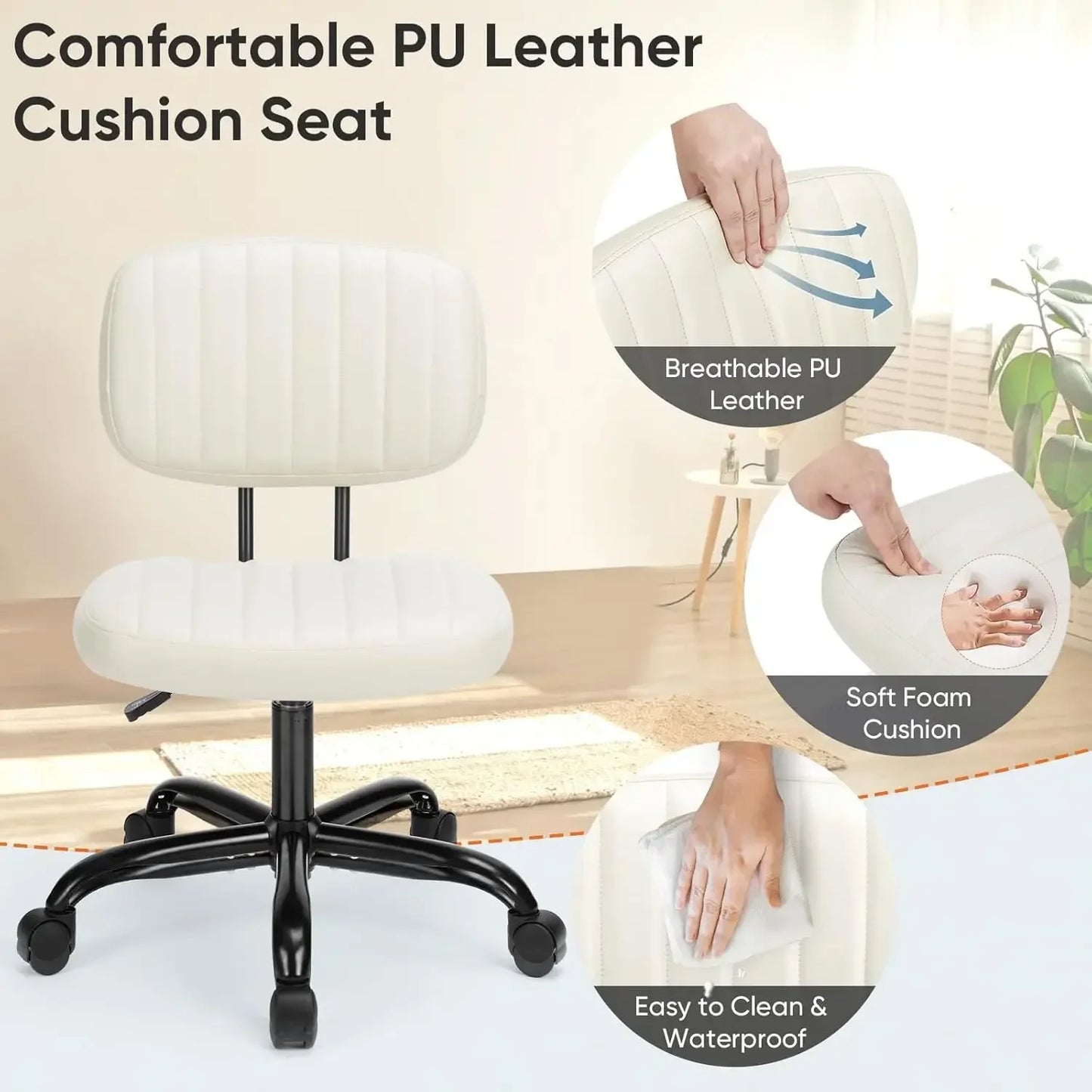 XMSJ Armless Office Chair With Adjustable Lumbar Support