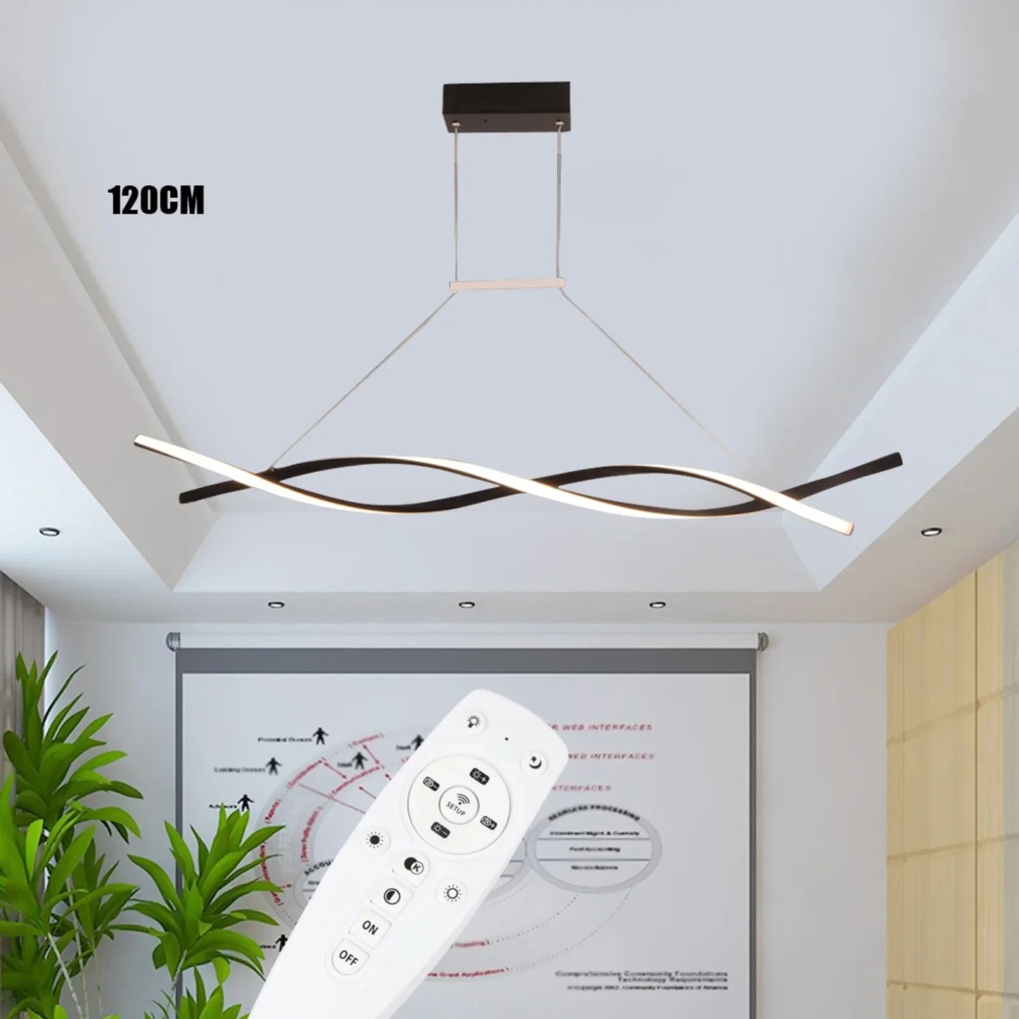 Bymaocar Pendant Light Remote Dimmable LED Dining Fixture