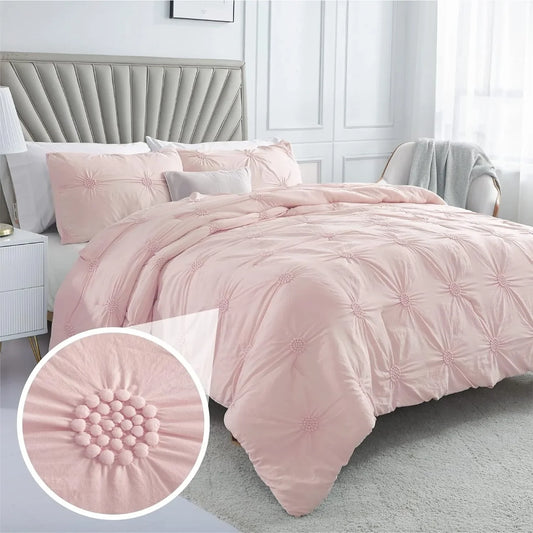 Craft Of Weaving 3D Floral Pintuck Comforter Set 3 Piece