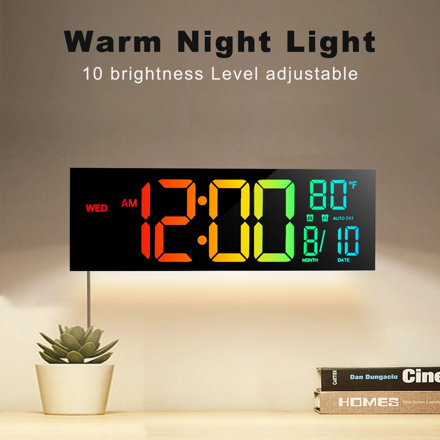 Warm Welcome Decor Digital Wall Clock Remote Temperature