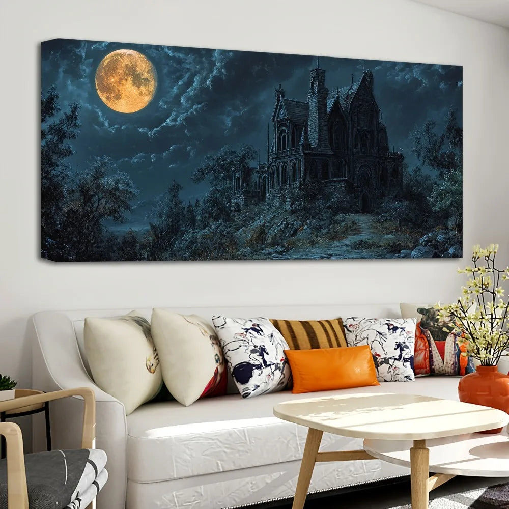 Hign Concerned Halloween Horror Old House Canvas Art Decor