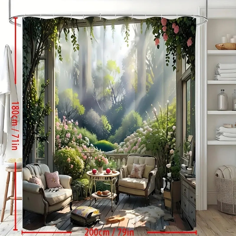 Warm Welcome Decor Romantic Flower Shower Curtain Hooks