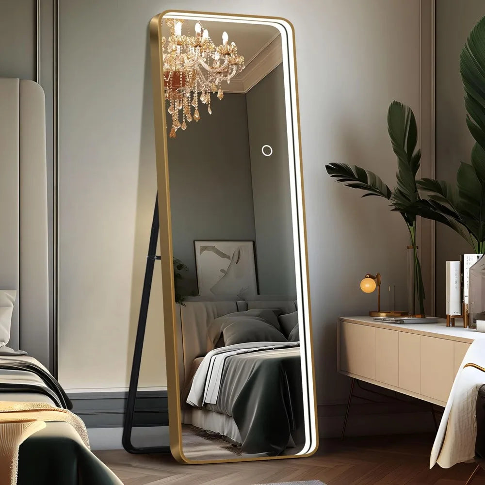 Hignconcerned LED Mirror With Stand And Dimmable Lights