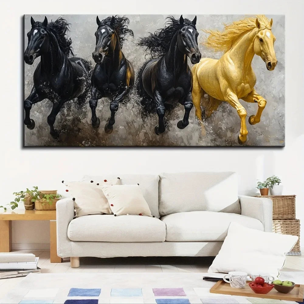 Hign-Concerned Majestic Eight Running Horses Oil Painting