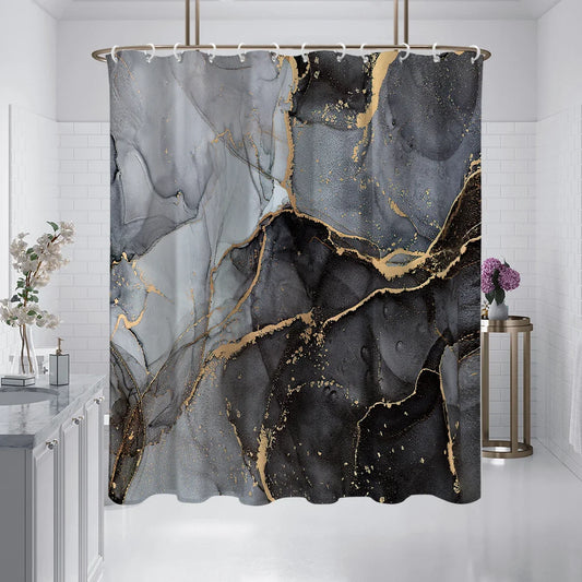 Warm Welcome Decor Marble Pattern Shower Curtain Waterproof