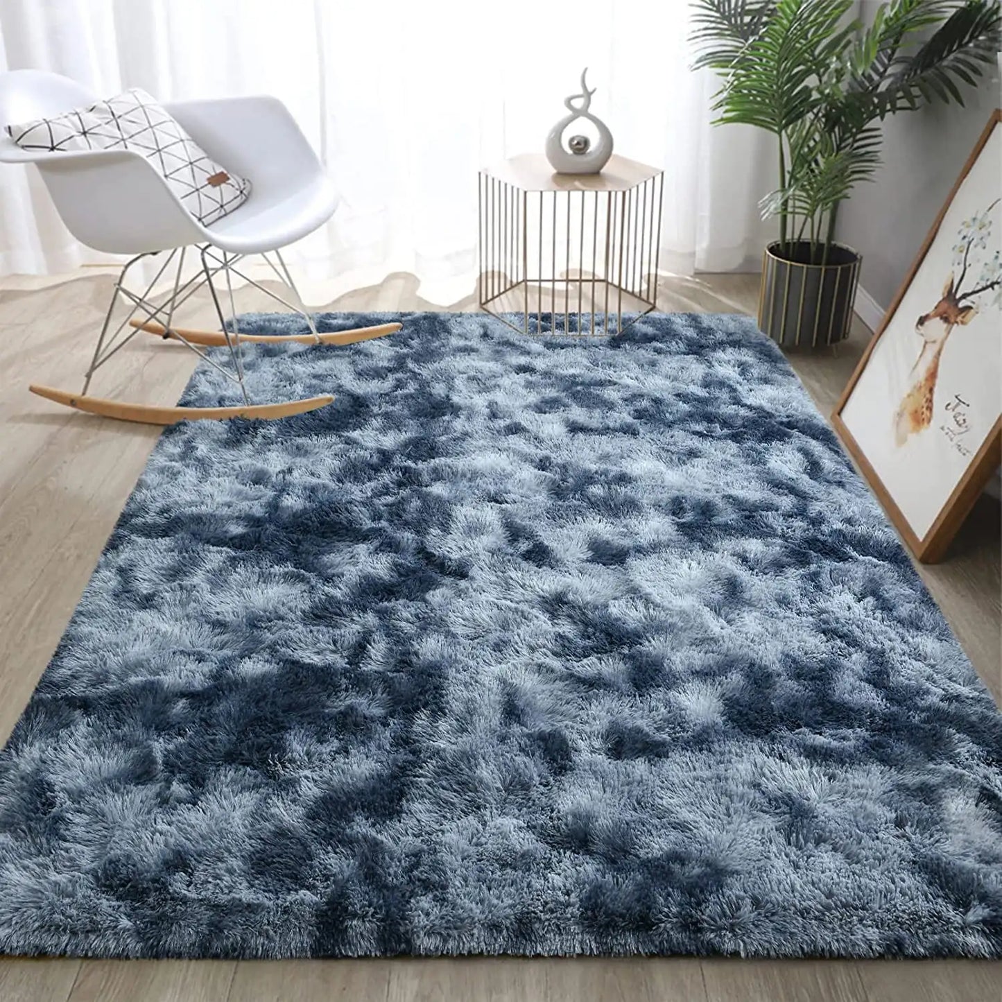 Lochas Plush Velvet Rugs Tie Dye Shaggy for Living Room