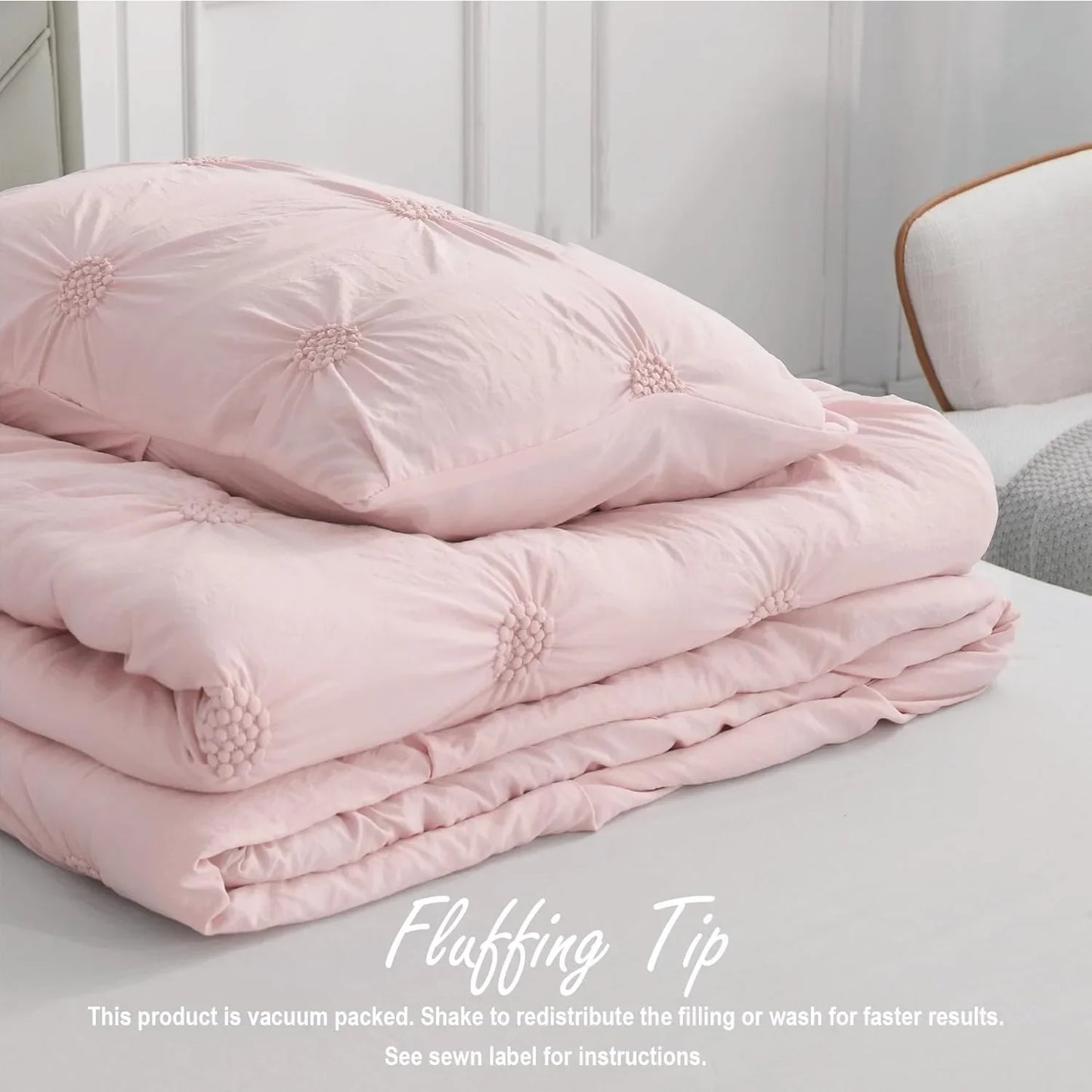 Craft Of Weaving 3D Floral Pintuck Comforter Set 3 Piece