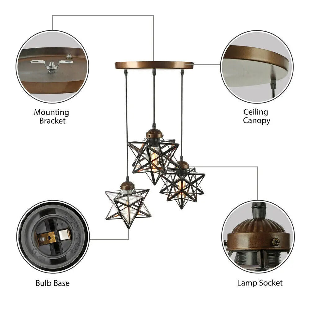 Bymaocar Moravian Star Pendant Chandelier Three Light